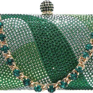 Elegant Geometry Rhinestone Clutch Handbag with Detachable Chain - 9.84x3.94"